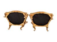 A Pair of Rococo Style Giltwood Fauteuils