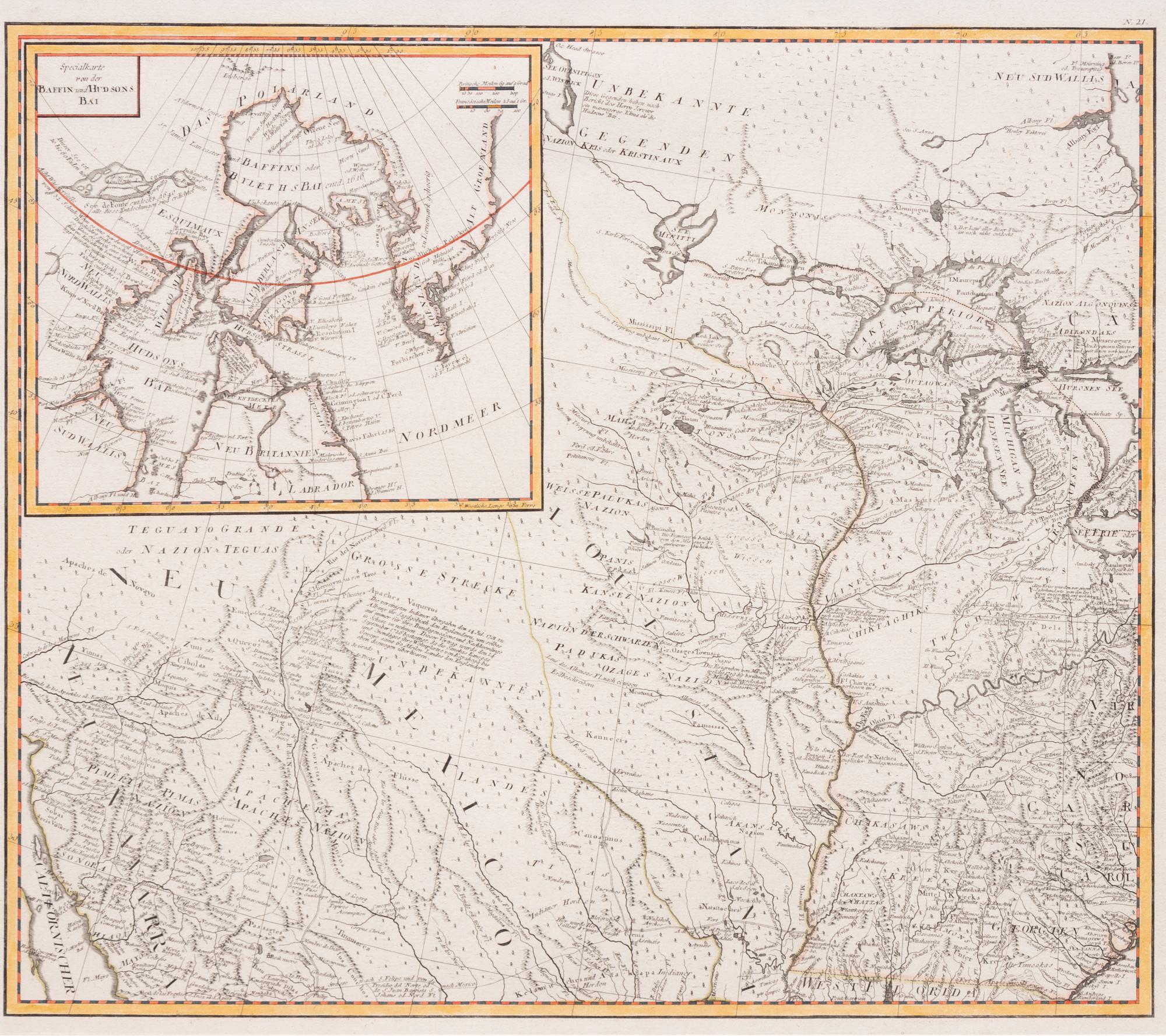 BOWEN, Emmanuel, & John GIBSON. [Generalkarte von Nordamerica samt den Westindischen Inseln Verfasst von Herrn Pownall...MDCCLXXXVIII.] Vienna: Gestochen von J. Stenger, 1788.