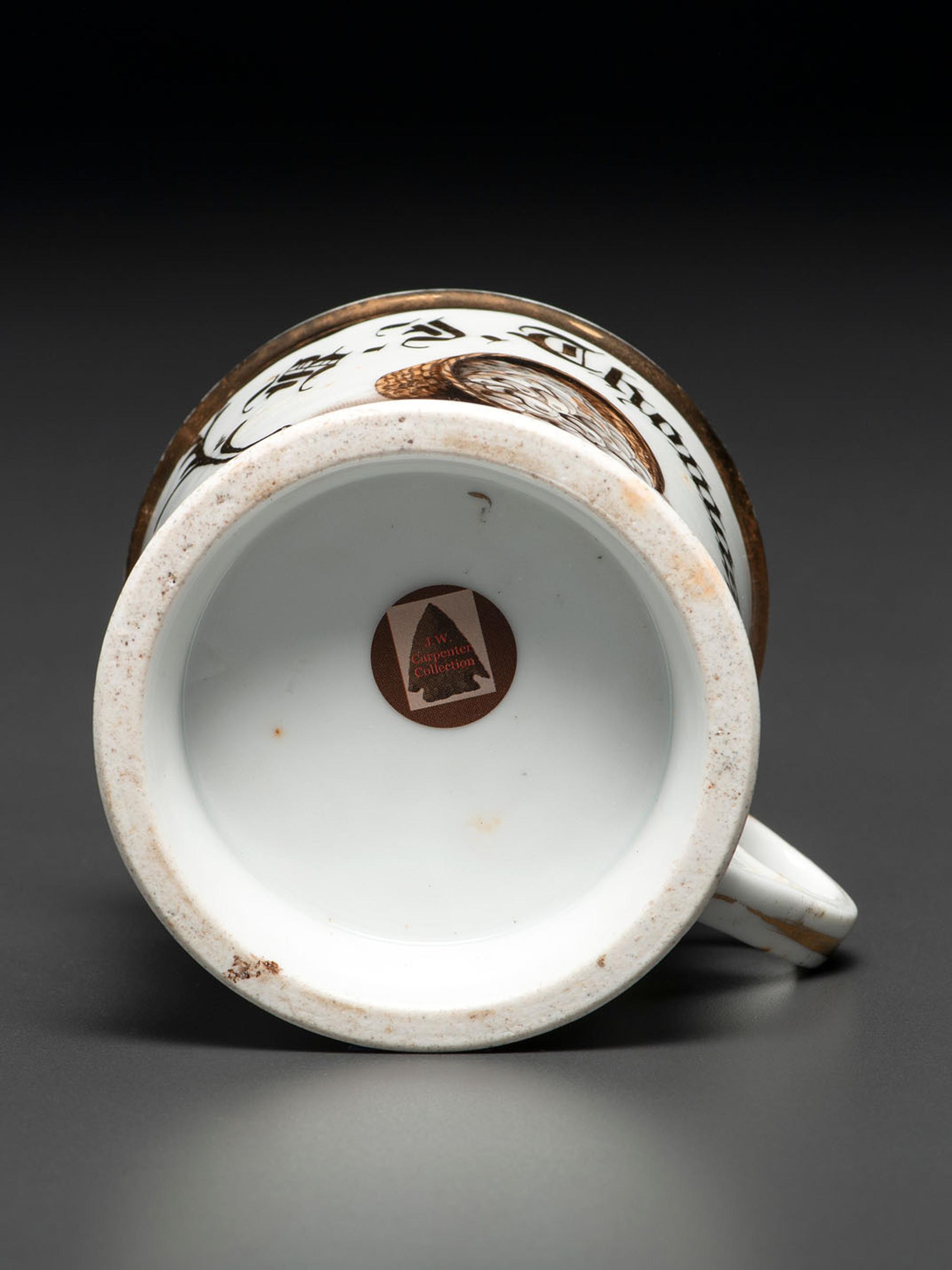 A Porcelain Occupational Shaving Mug Depicting a Bushel of Oysters
