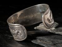 Early Navajo Ingot Silver and Turquoise Cuff Bracelet