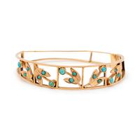YELLOW GOLD AND TURQUOISE BANGLE BRACELET