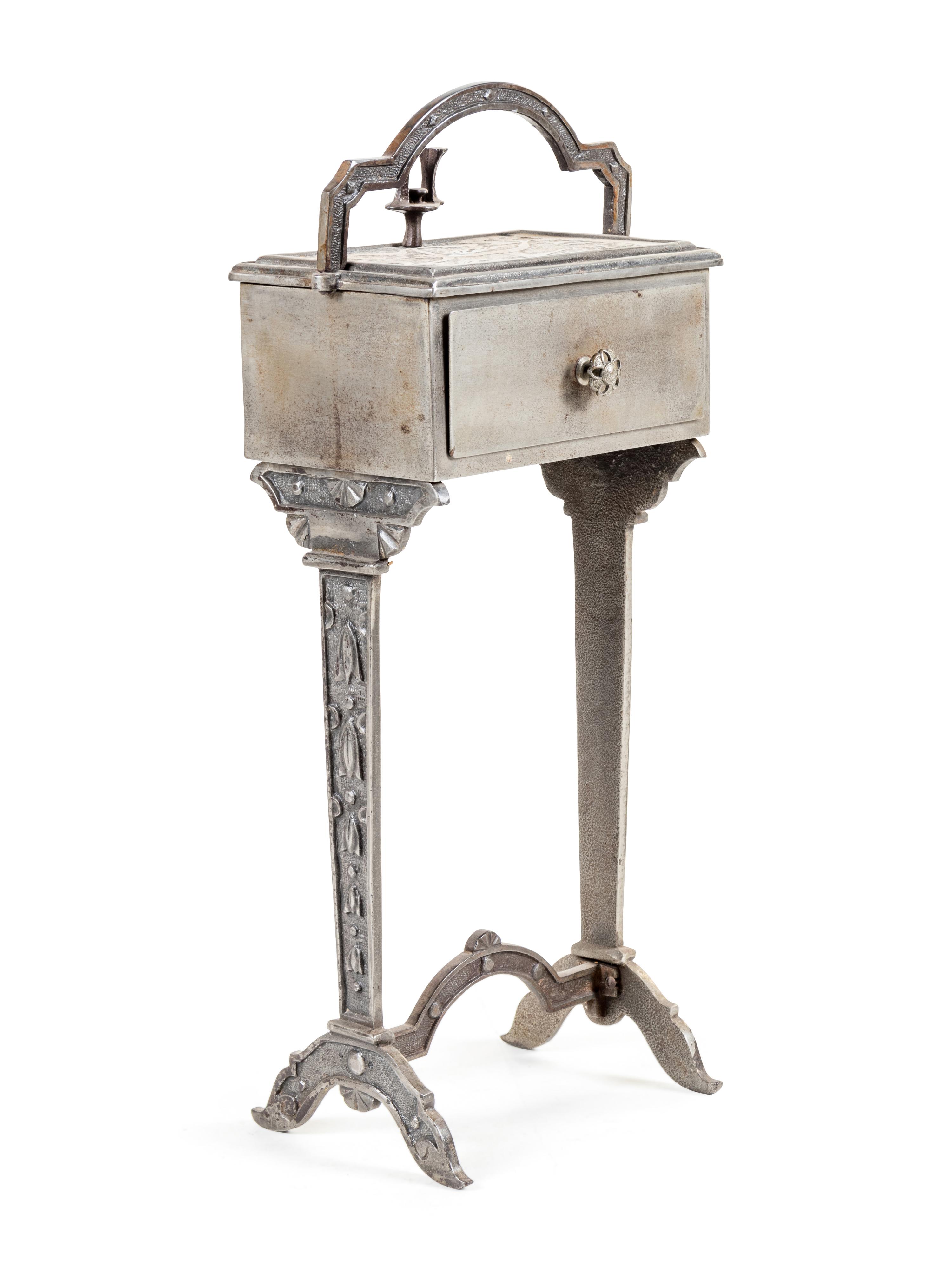 An Art Deco Silvered Metal Smoker's Table