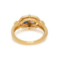 YELLOW GOLD, DIAMOND AND SAPPHIRE RING