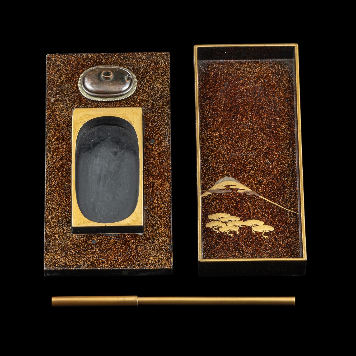 Two Japanese and Korean Lacquer Writing Boxes