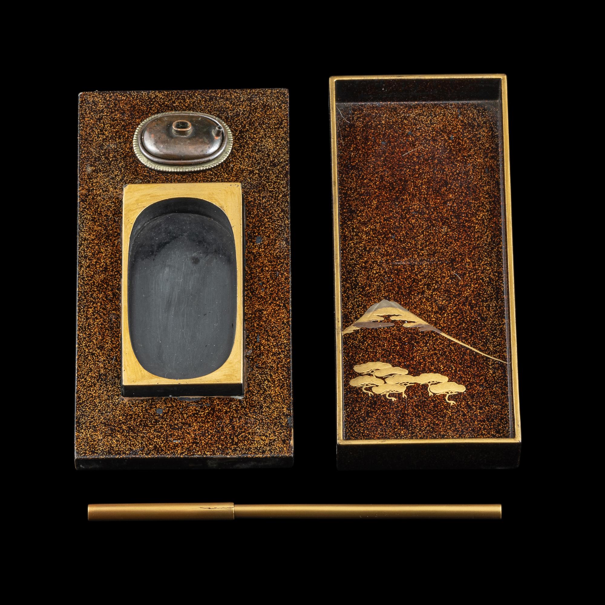 Two Japanese and Korean Lacquer Writing Boxes