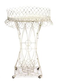 A Victorian Wirework Plant Stand Height 33 x width 23 x depth 14 inches. — LATE 19TH CENTURY