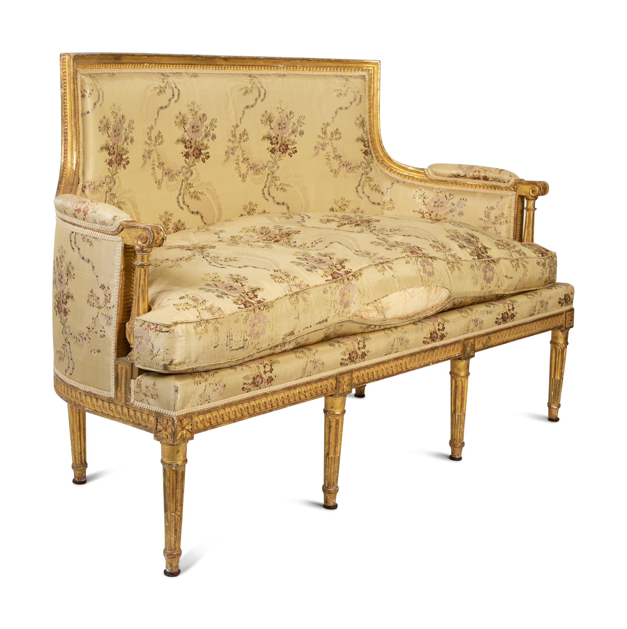 A Louis XVI Carved Giltwood Canape — LAST QUARTER 18TH CENTURY