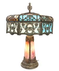 An American Slag Glass Lamp Height 27 inches. — 20TH CENTURY