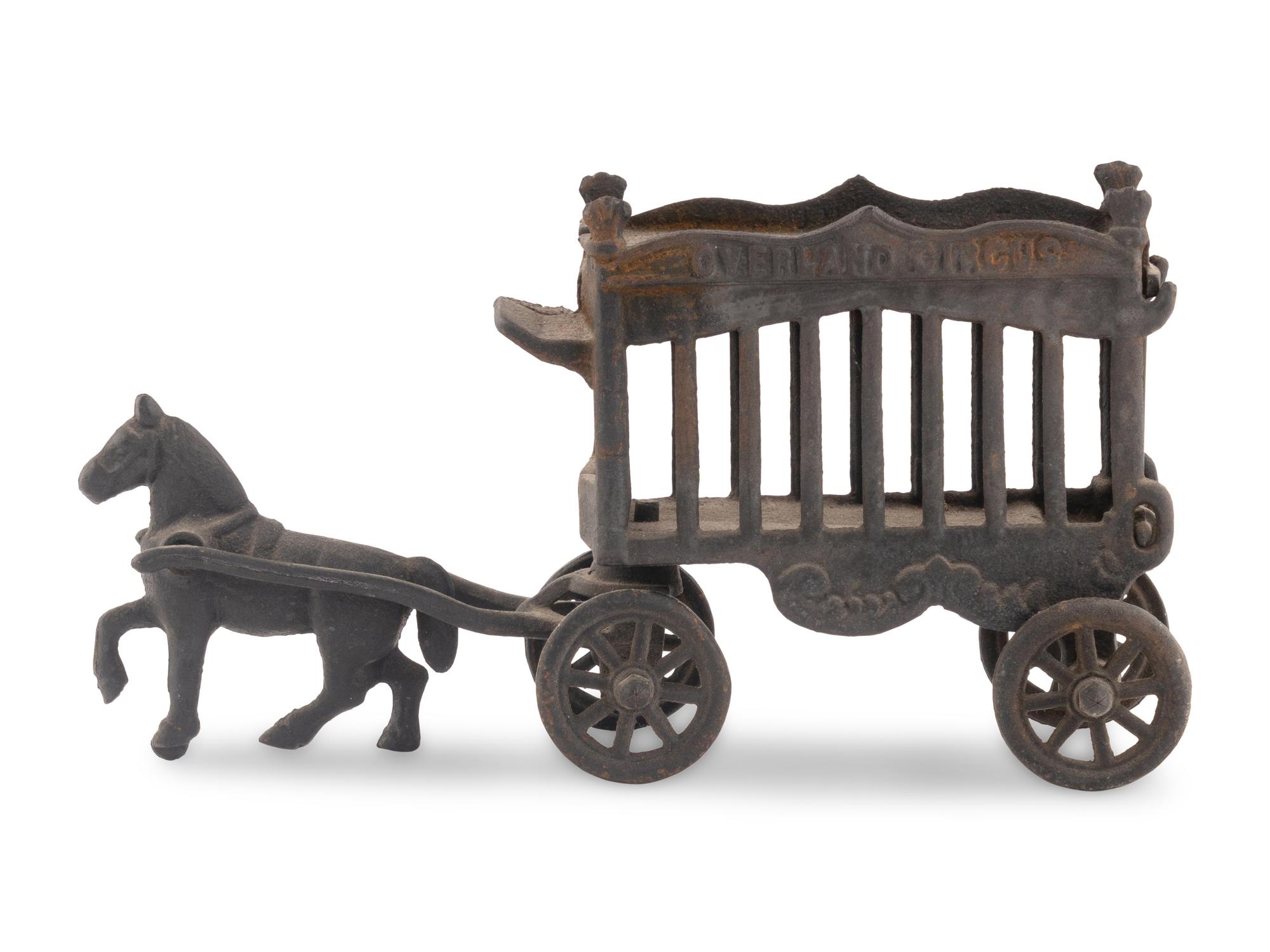 A Cast Iron Horse-Led Wagon Train Pull Toy
