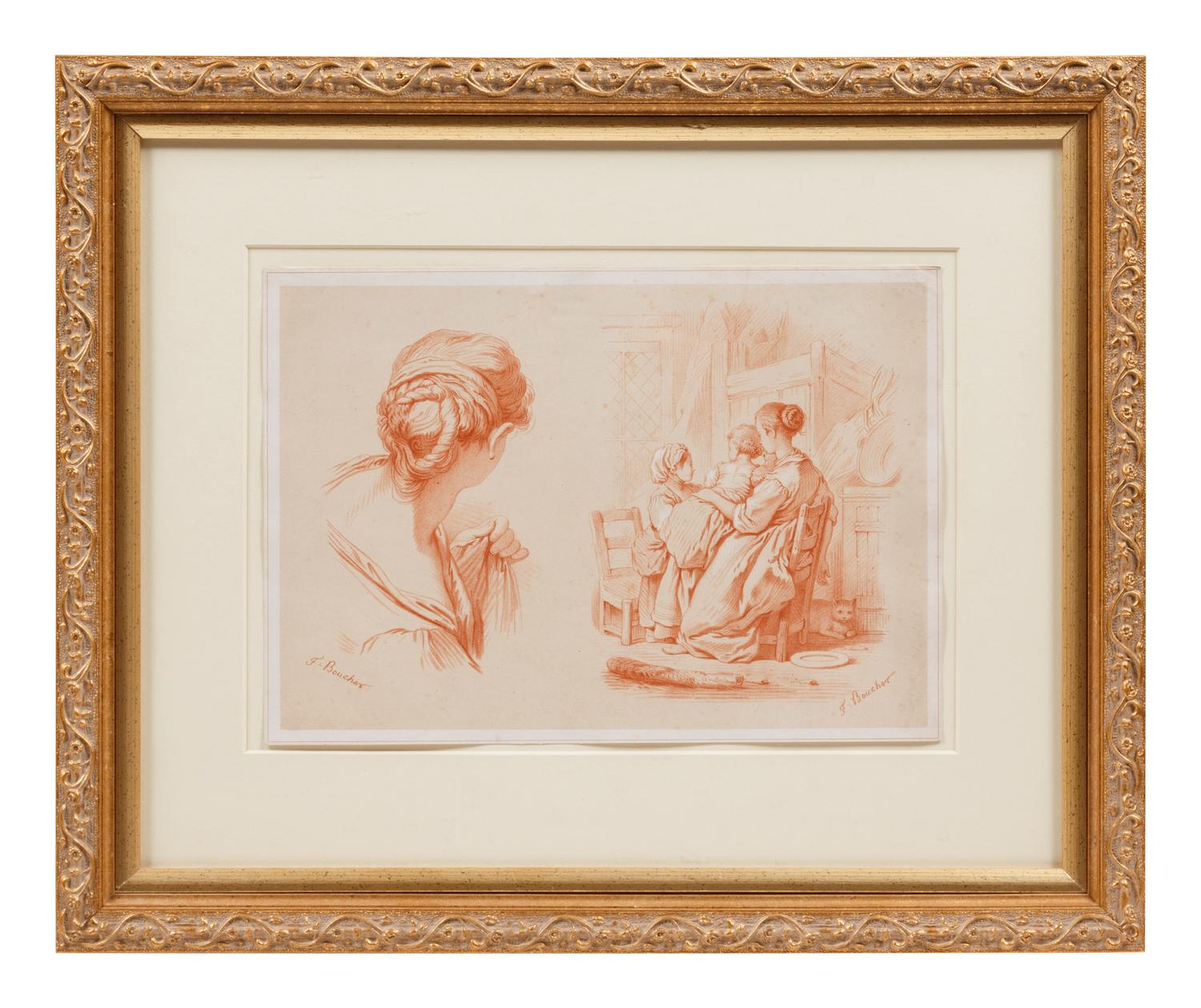 A Group of Three Drawings and One Engraving
