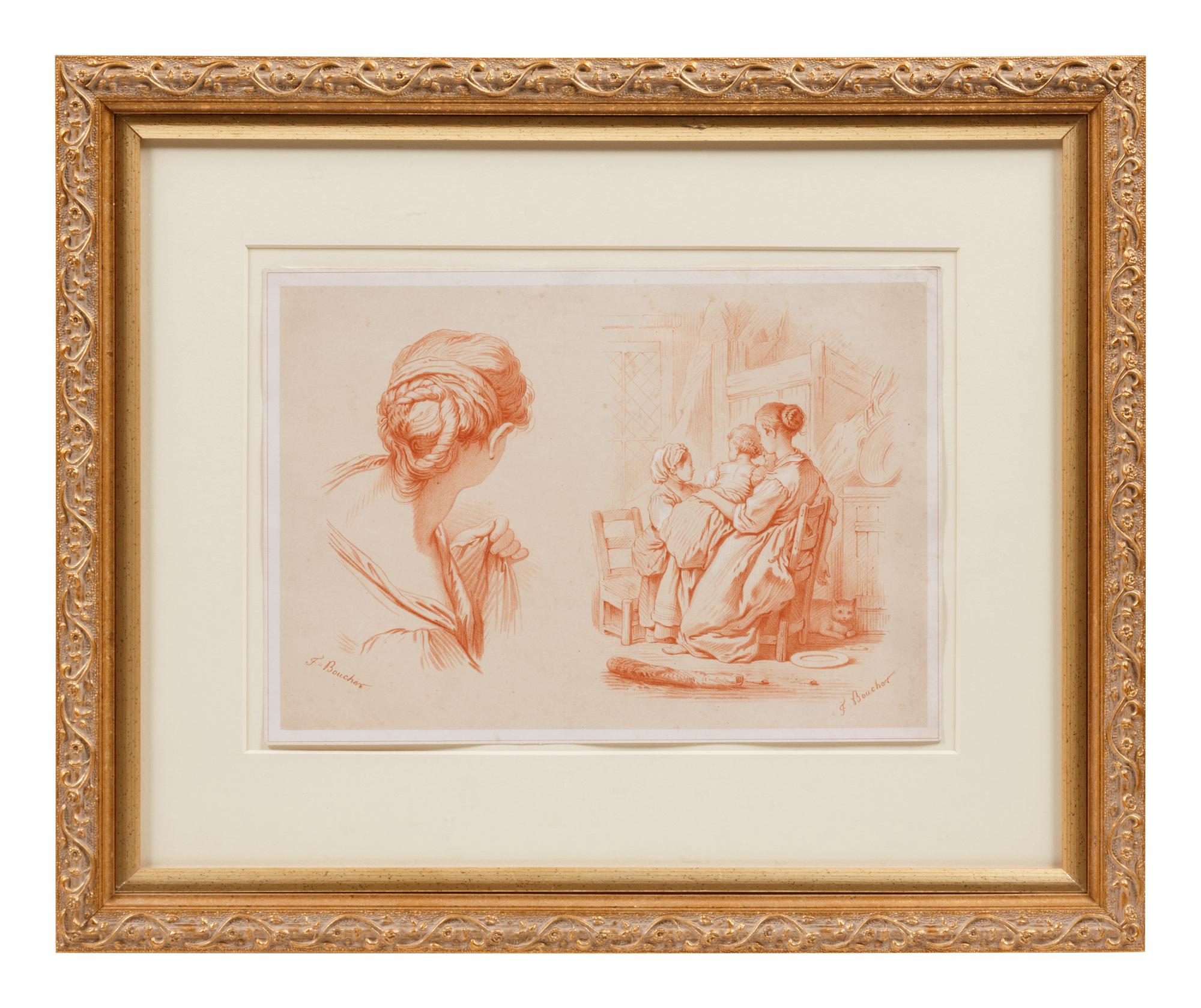 A Group of Three Drawings and One Engraving