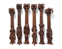 A Set of Twelve Rare and Important Spanish Plateresque Carved Walnut Colonettes from the Jaén Cathedral