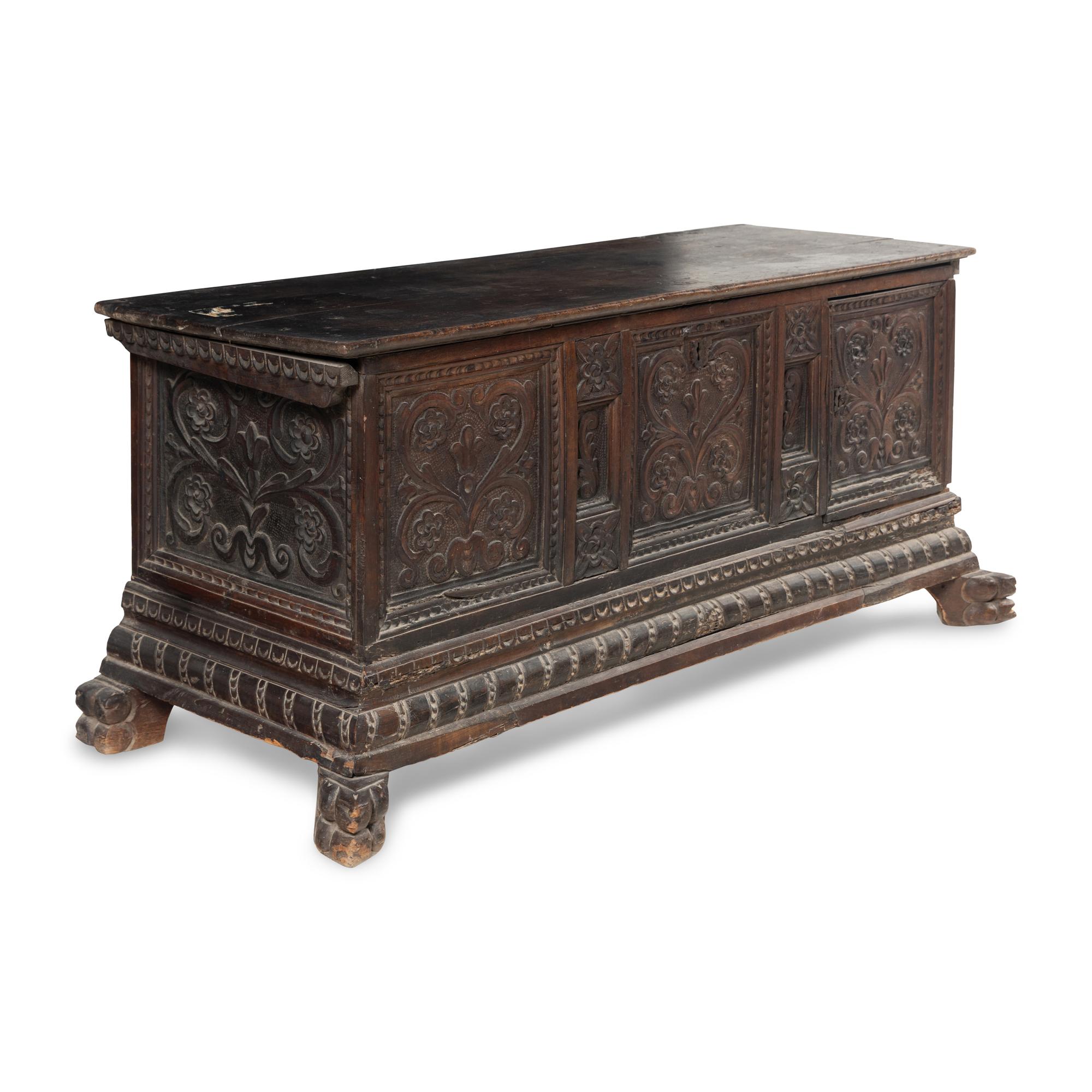A Baroque Carved Walnut Coffer