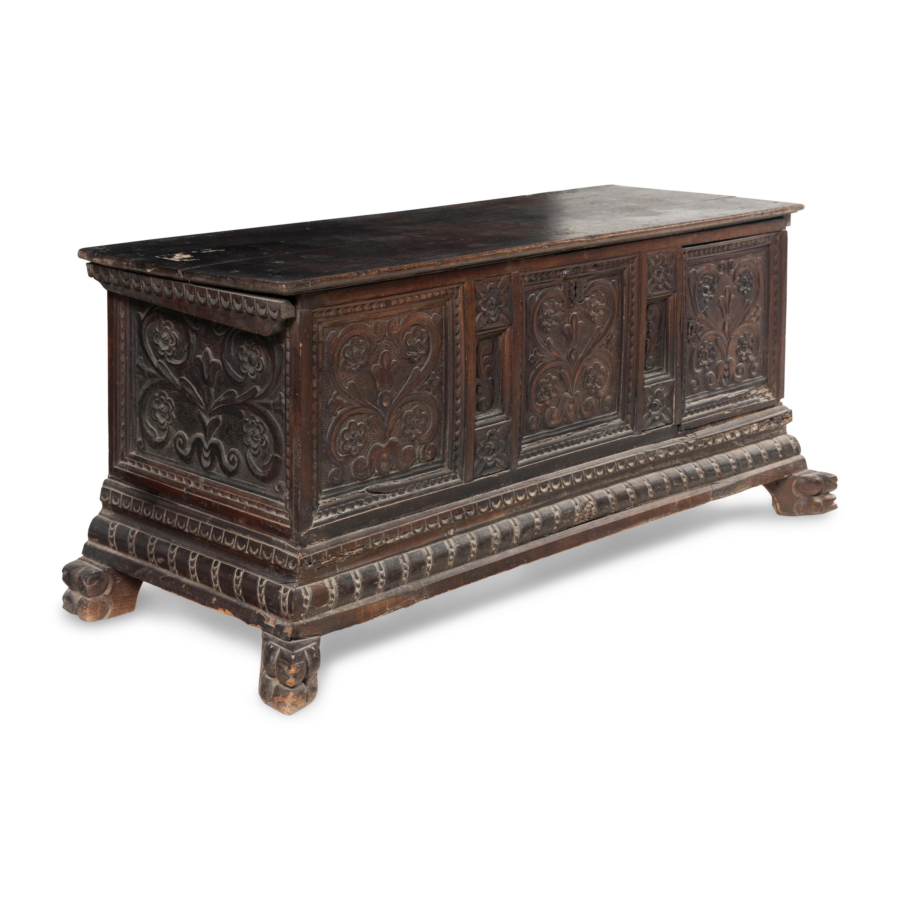 A Baroque Carved Walnut Coffer