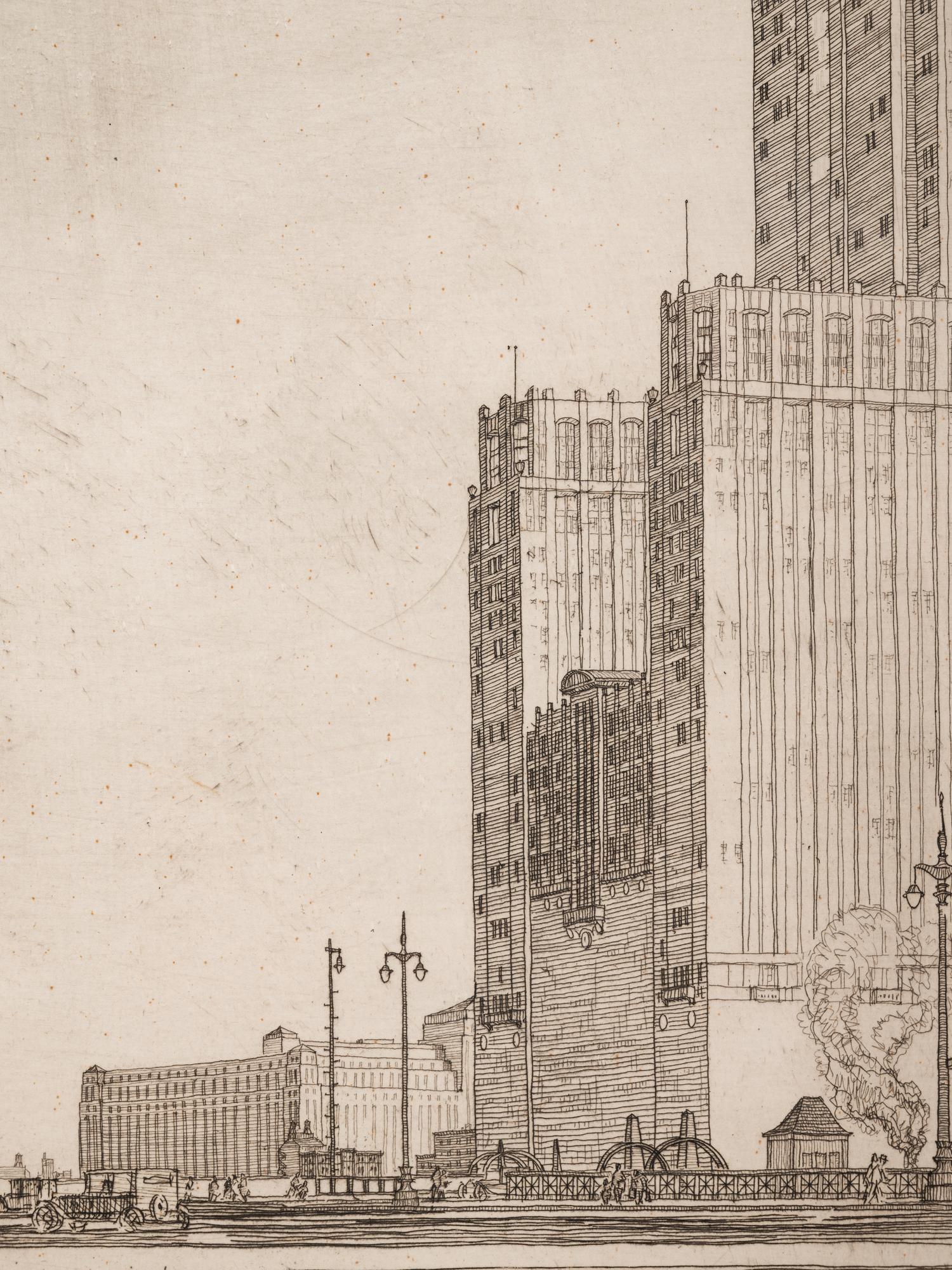 Where the West Begins (Chicago) , accompanied by two preparatory pencil sketches, 1930-32