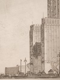 Where the West Begins (Chicago) , accompanied by two preparatory pencil sketches, 1930-32
