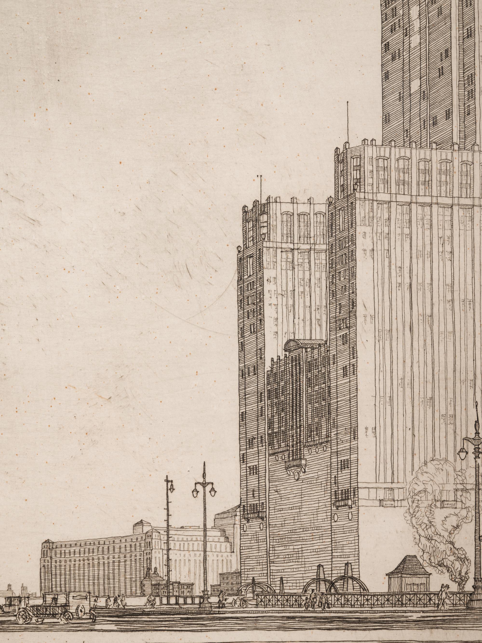Where the West Begins (Chicago) , accompanied by two preparatory pencil sketches, 1930-32
