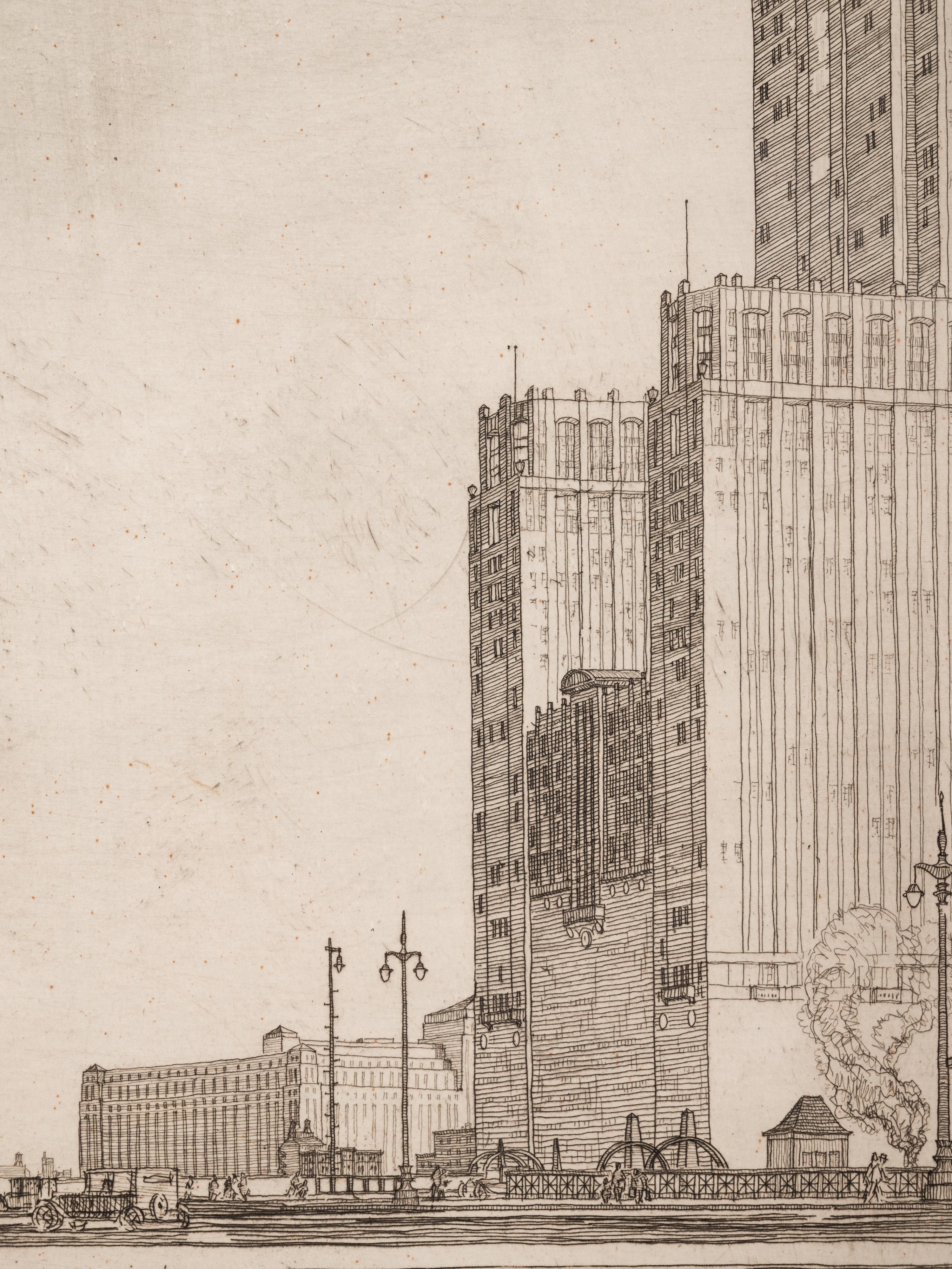 Where the West Begins (Chicago) , accompanied by two preparatory pencil sketches, 1930-32