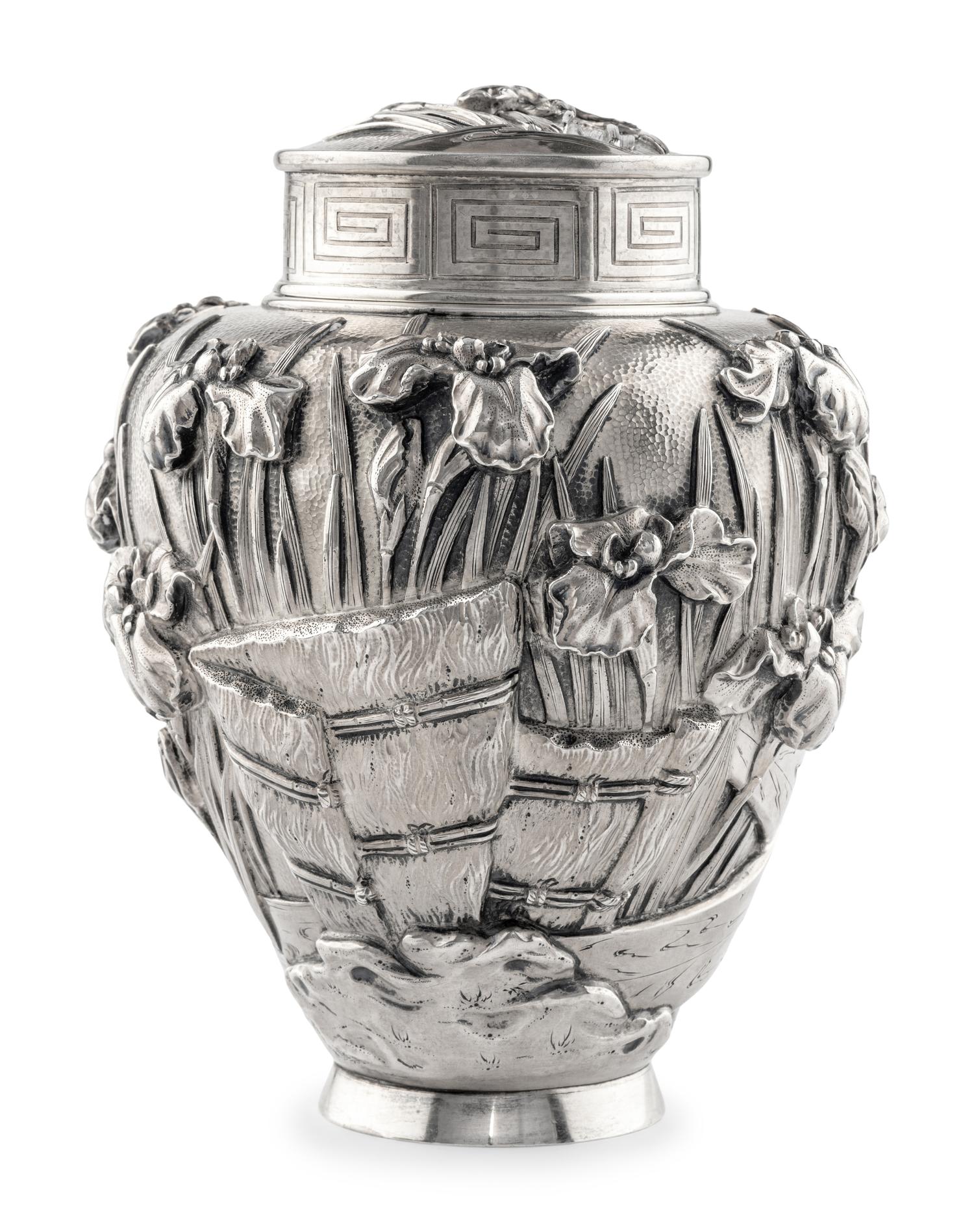 A Japanese Export Silver Tea Caddy