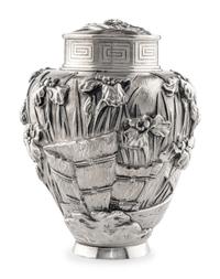A Japanese Export Silver Tea Caddy