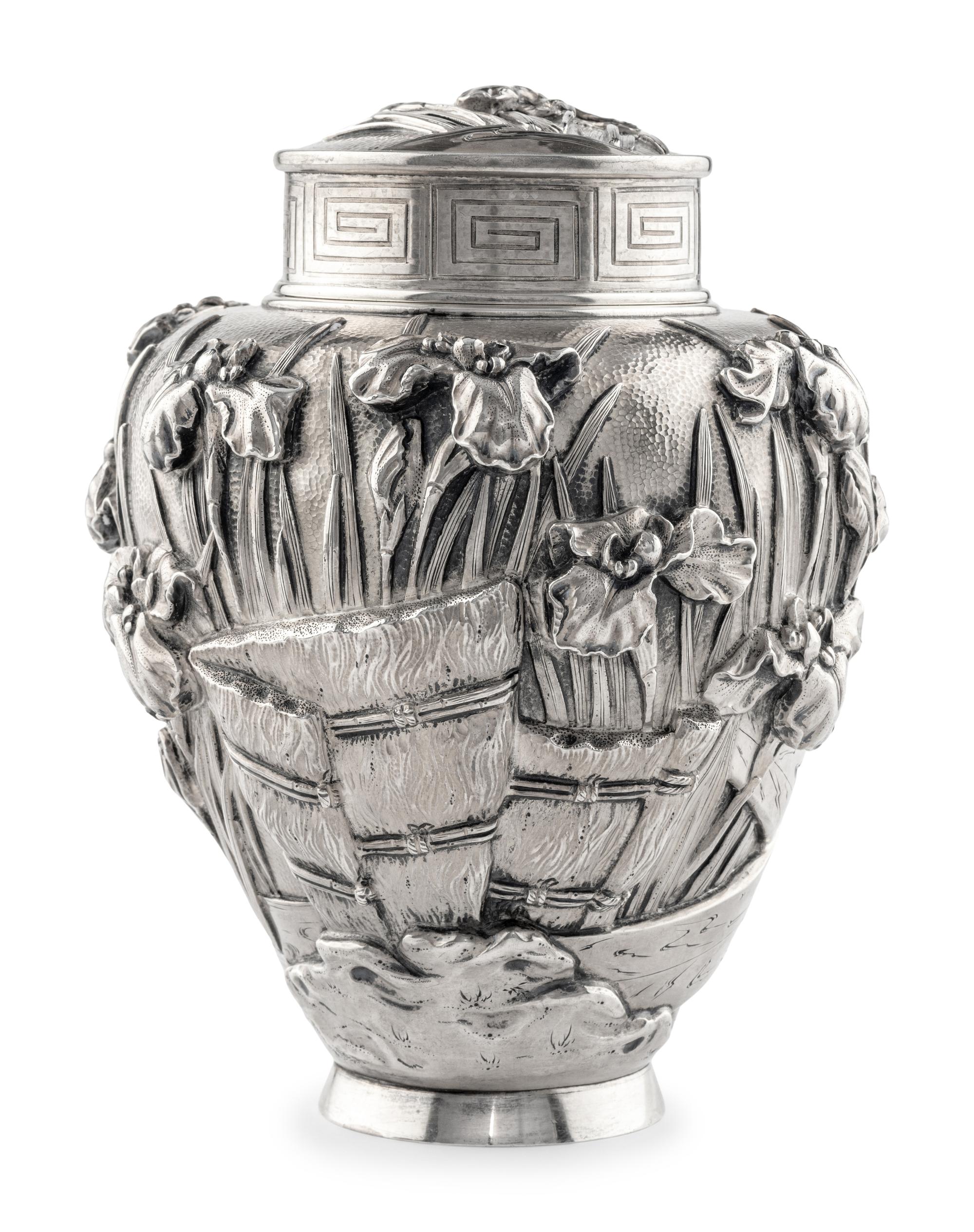 A Japanese Export Silver Tea Caddy