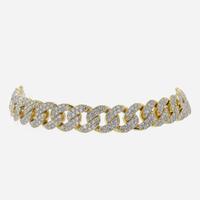 A Diamond and 14K Yellow Gold Cuban Link Bracelet