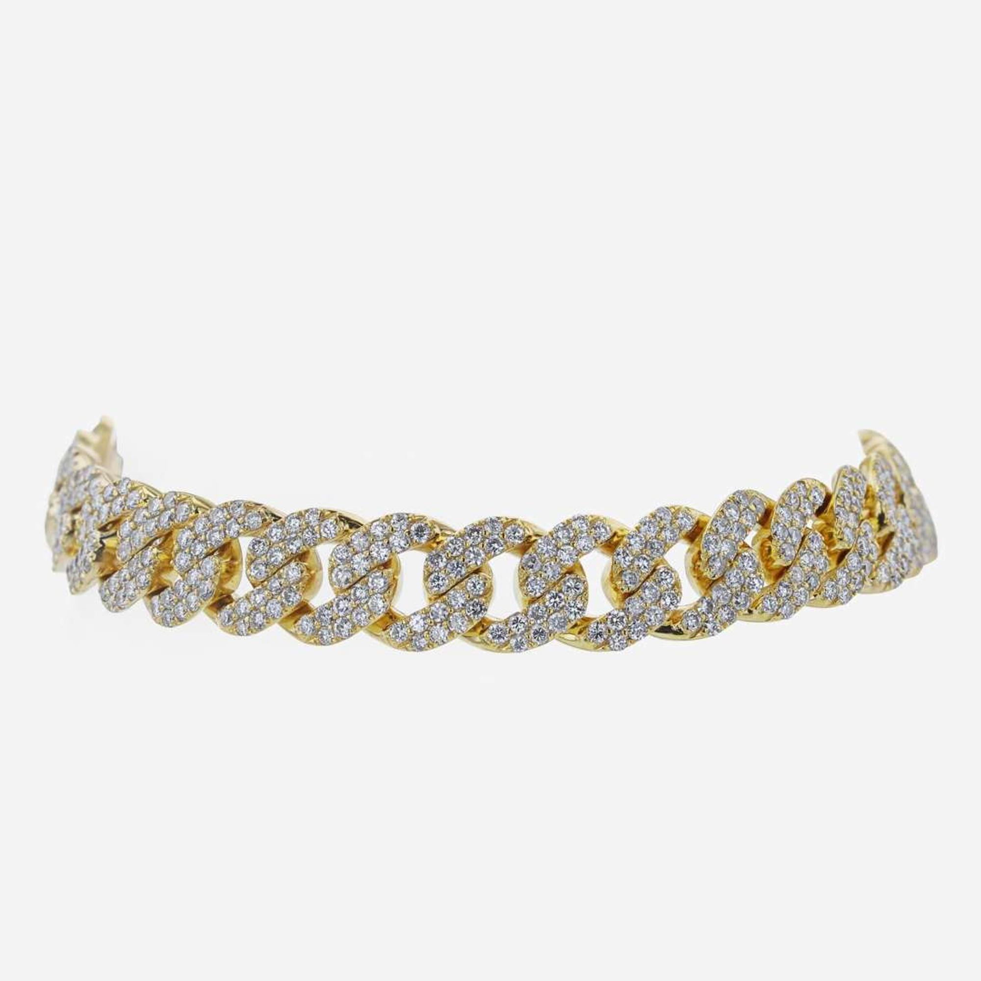 A Diamond and 14K Yellow Gold Cuban Link Bracelet