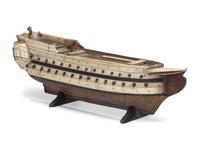 A French Prisoner of War Fruitwood and Bone Model Gunship