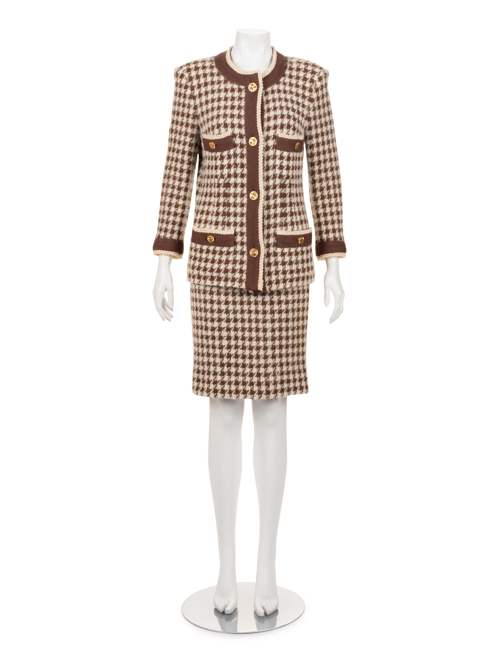 Chanel Two-Piece Houndstooth Skirt Suit, 1990s