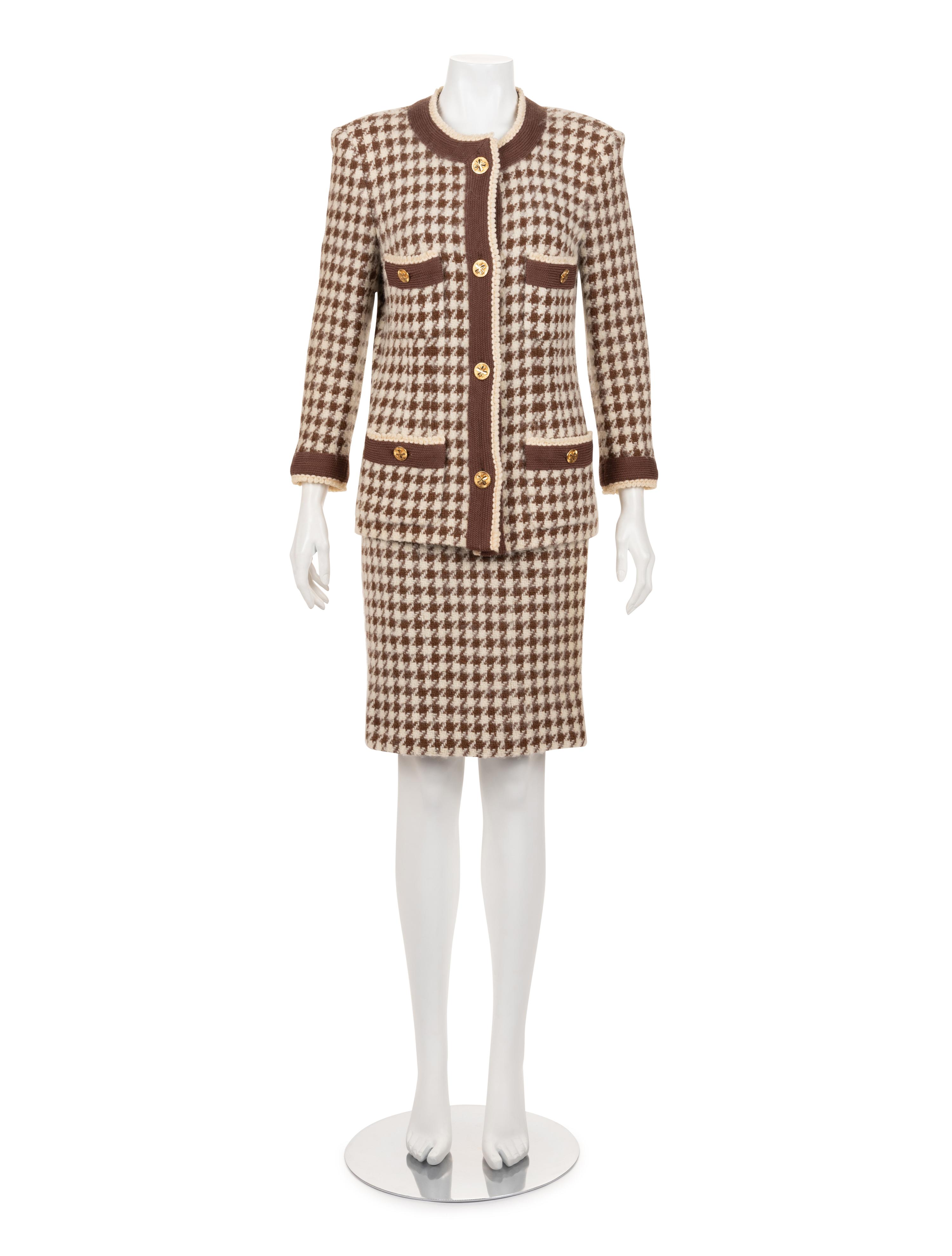 Chanel Two-Piece Houndstooth Skirt Suit, 1990s