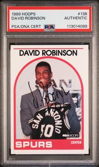 A 1989 NBA Hoops David Robinson Signed Autograph Rookie Basketball Card No. 138 (PSA Authentic)