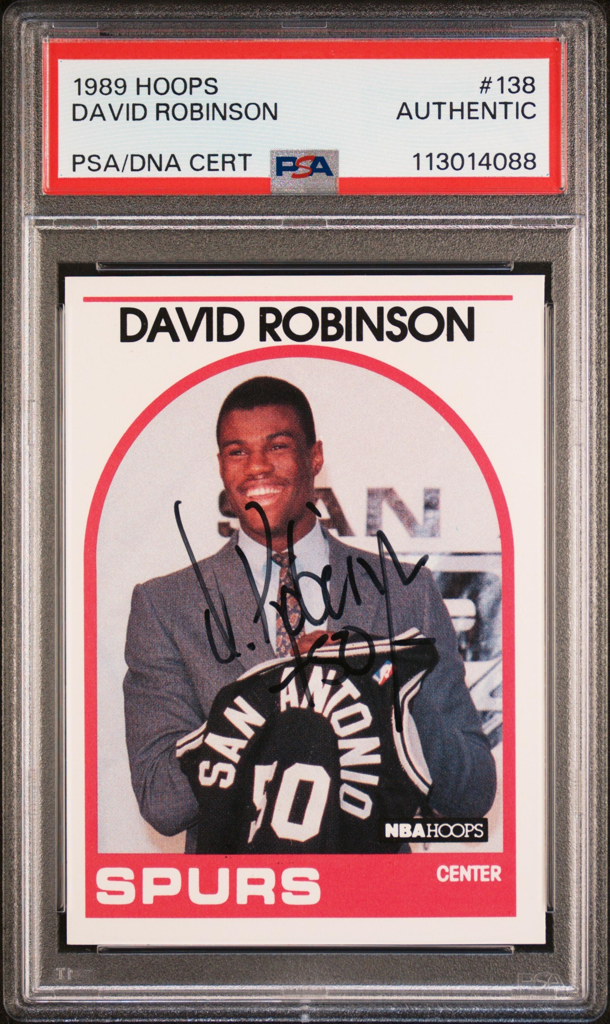 A 1989 NBA Hoops David Robinson Signed Autograph Rookie Basketball Card No. 138 (PSA Authentic)