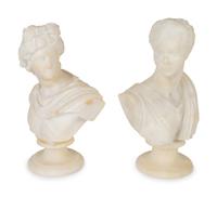 A Pair of Italian Carved Marble Busts — 19TH/20TH CENTURY