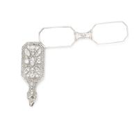 A Fine Art Deco Platinum and Diamond Lorgnette, Charlton & Co., 11.00 dwts.
