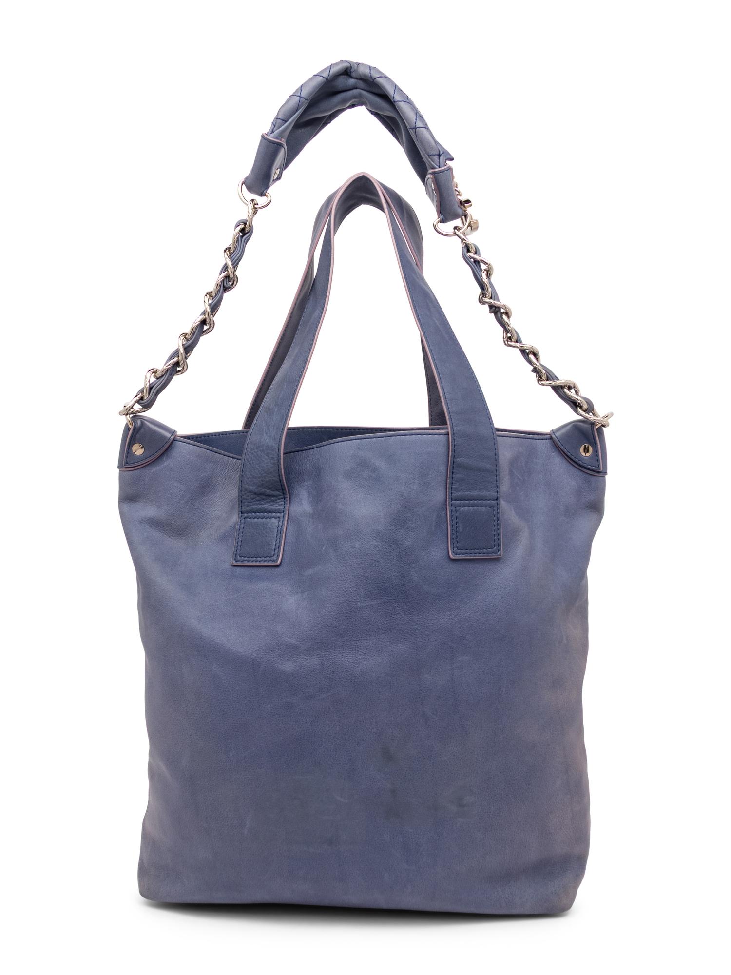 CHANEL, BLUE EDGY LAMBSKIN TOTE
