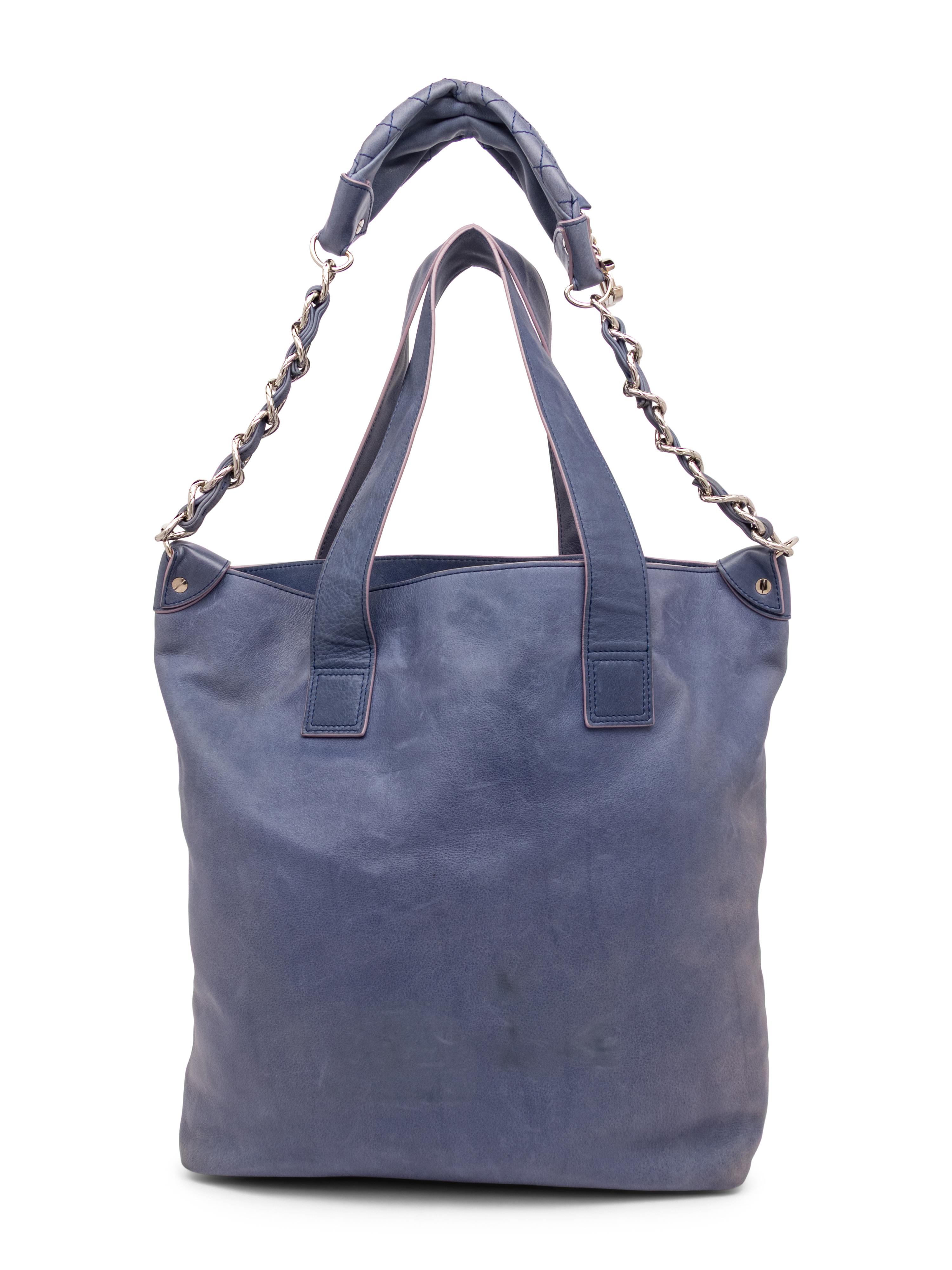 CHANEL, BLUE EDGY LAMBSKIN TOTE