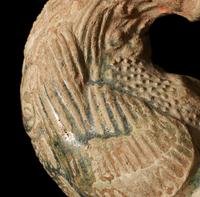 A Chinese Green Glazed Pottery 'Parrot' Rhyton Cup, Tang Dynasty 唐 綠釉鸚鵡杯