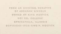 [LINCOLN, Abraham (1809-1865)]. [HESLER, Alexander (1823-1895), photographer]. 2 photographs of Lincoln printed by King V. Hostick - Herbert George Studio. 1956.