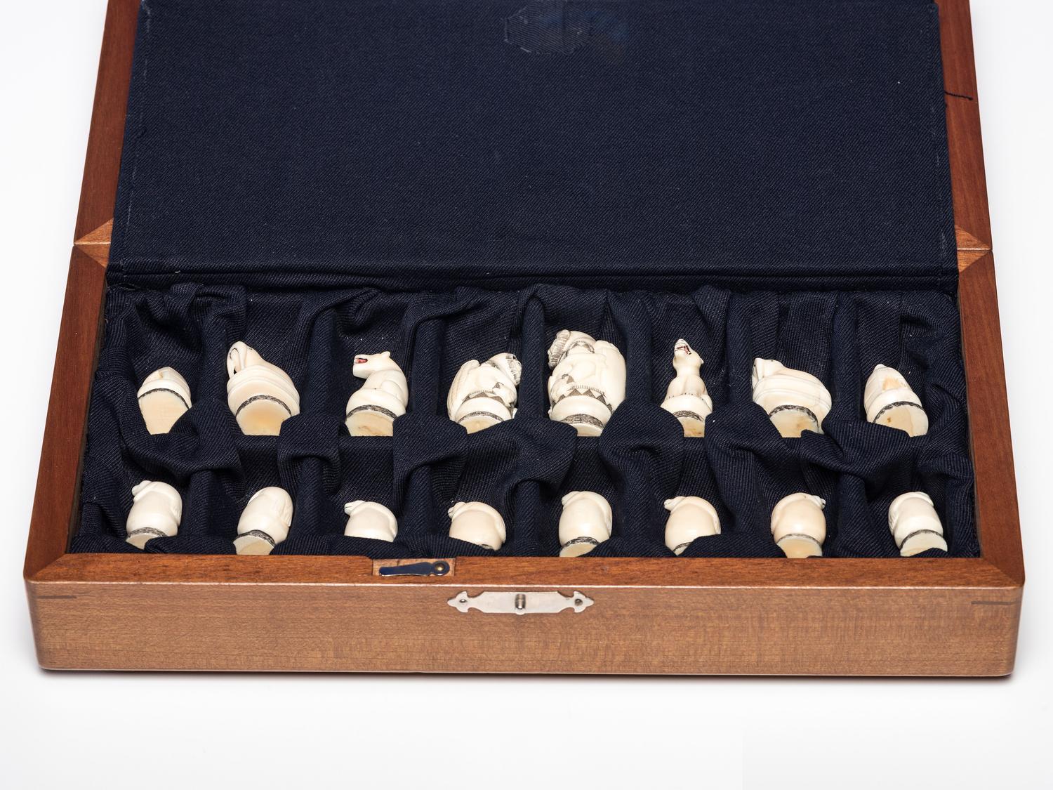 Inuit Carved Walrus Ivory Chess Set