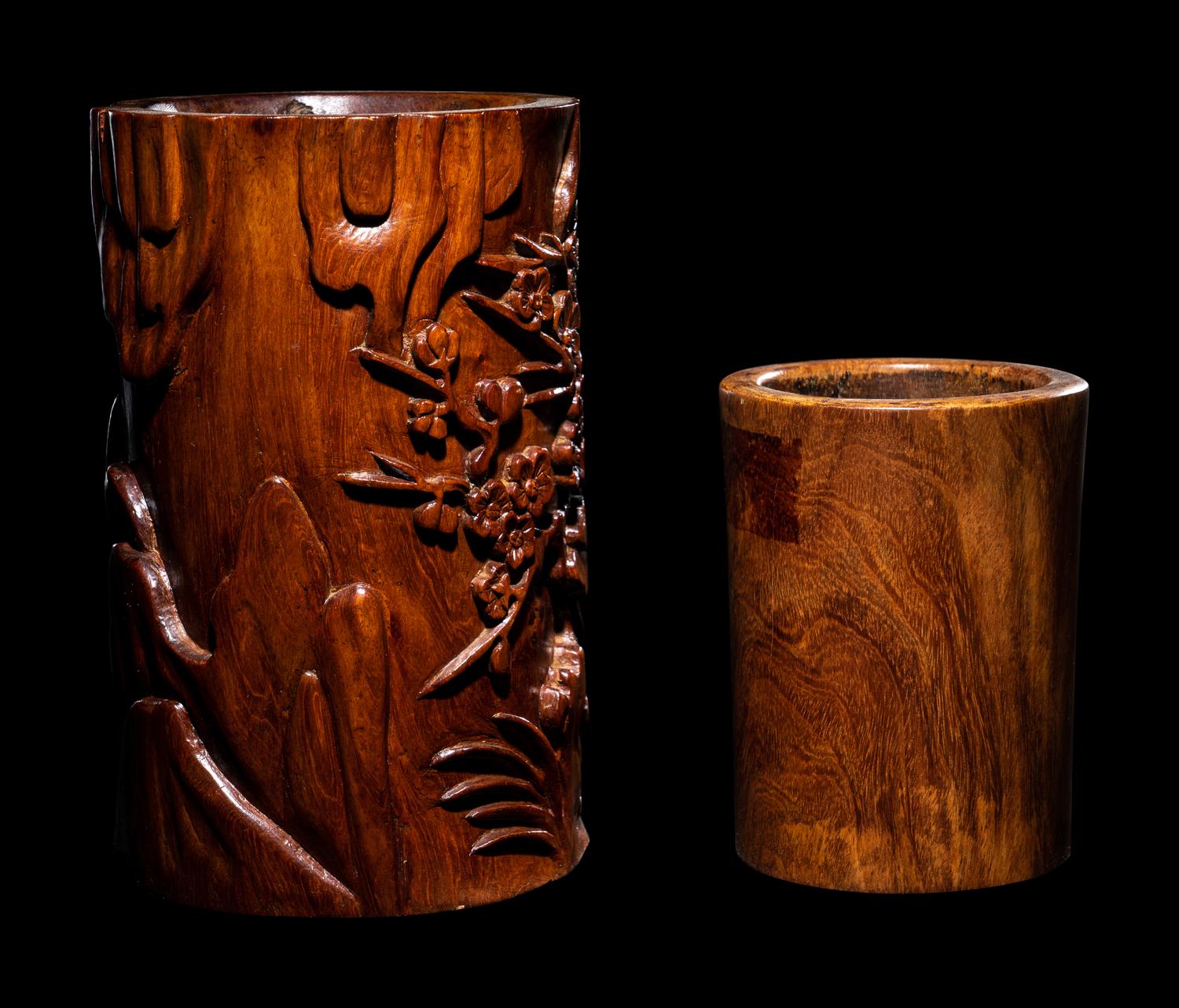 Two Huanghuali Brushpots, Bitong