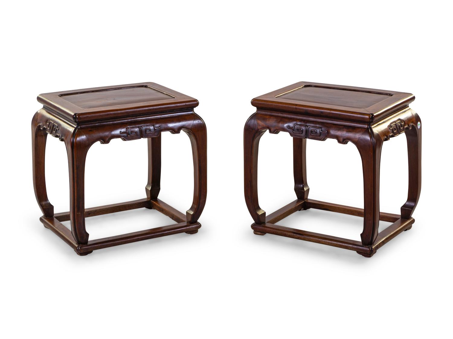 A Pair of Hardwood Stools, Fangdeng
