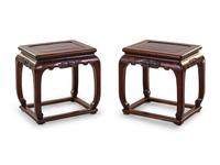 A Pair of Hardwood Stools, Fangdeng