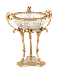 A Neoclassical Gilt Bronze and Leaded Glass Compote