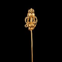 A Chinese Gold 'Khakkhara' Hairpin, Zan, Ming Dynasty 明 金錫杖簪