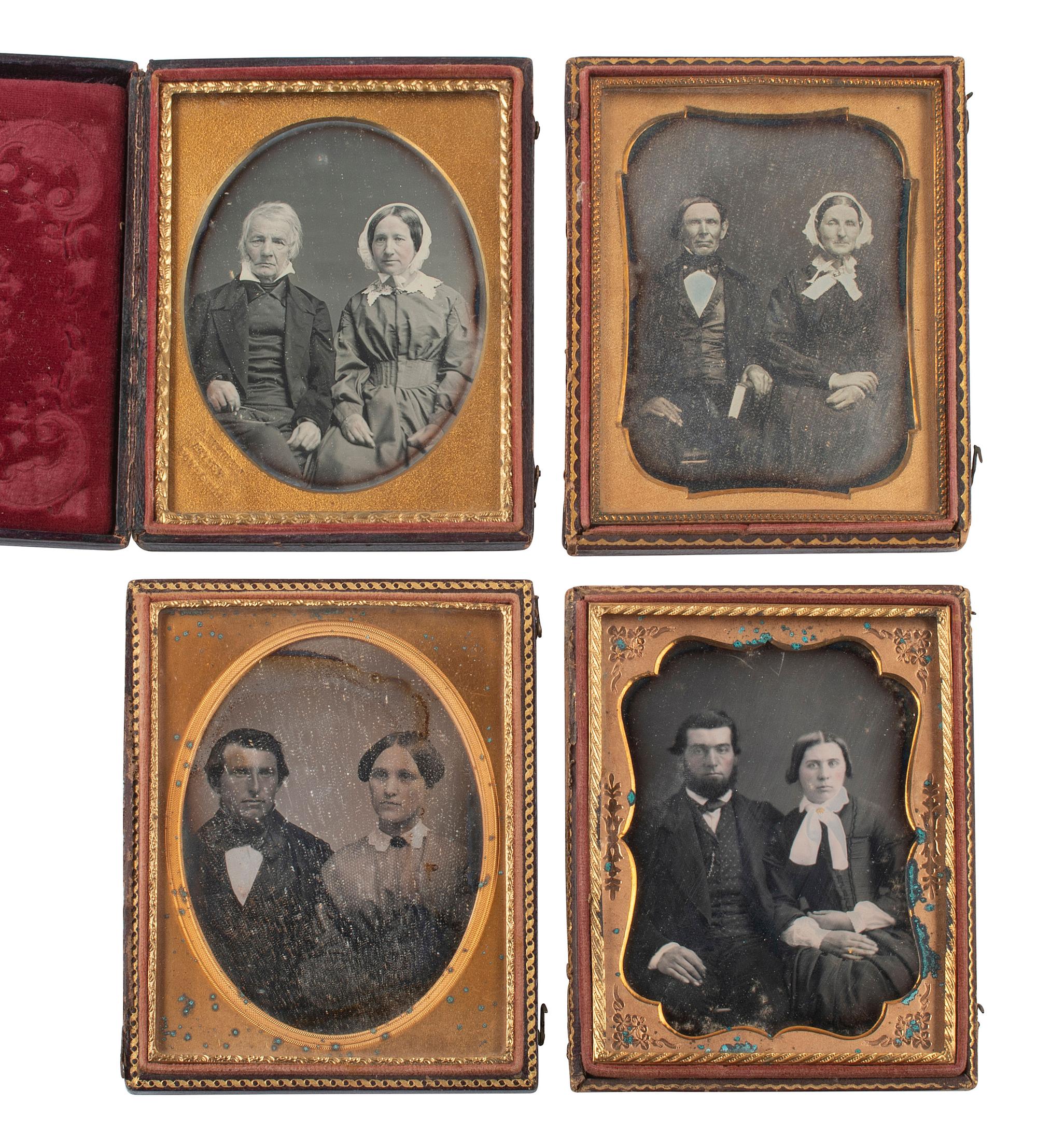 [EARLY PHOTOGRAPHY]. 27 quarter plate daguerreotypes of couples.