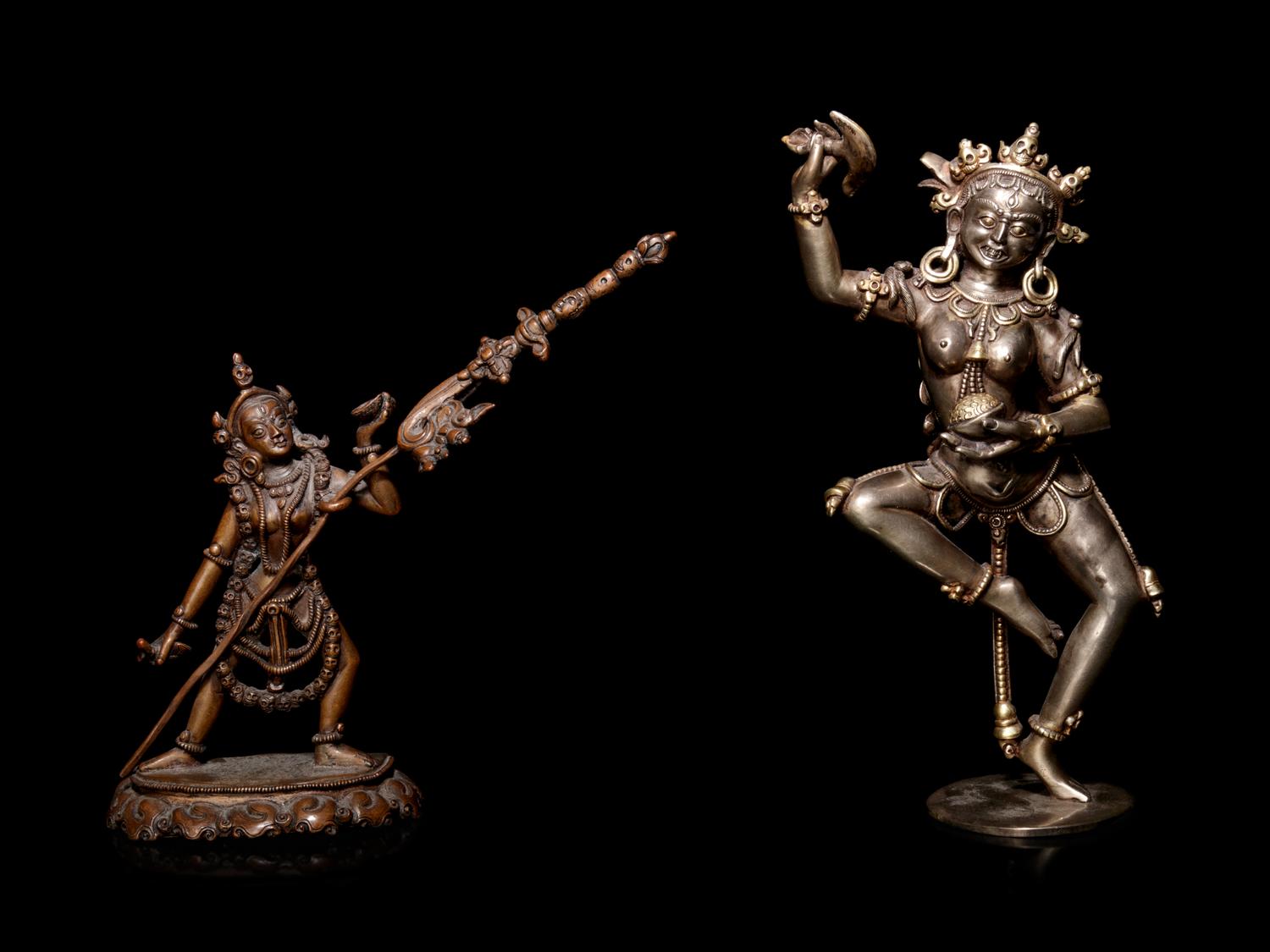 Two Tibetan Bronze Figures of Deities