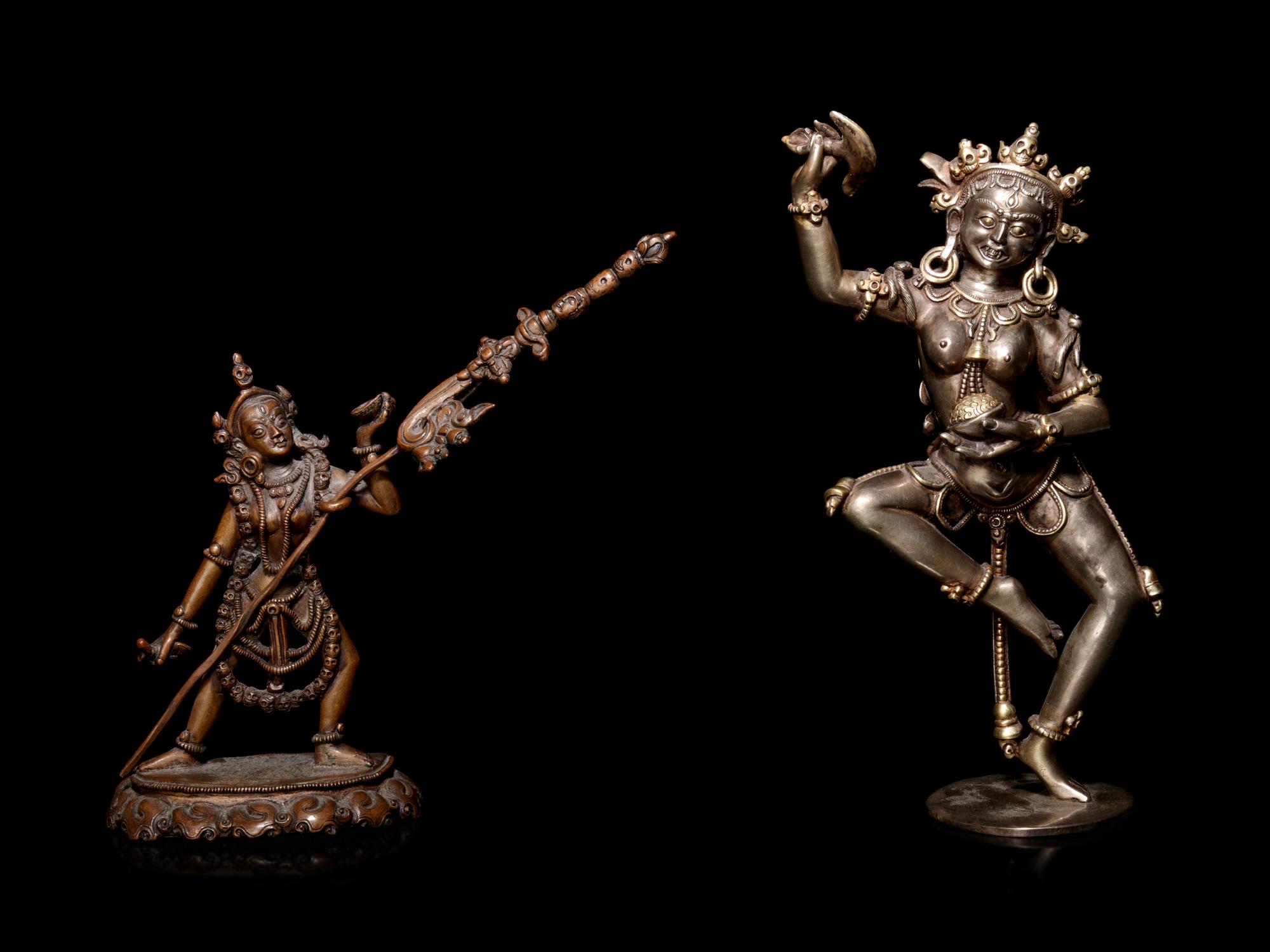Two Tibetan Bronze Figures of Deities