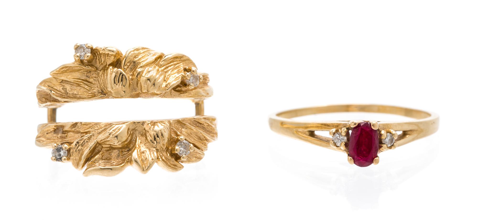 A Collection of Yellow Gold and Gemstone Rings, 5.40 dwts.