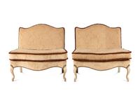 A Pair of Louis XV Style Painted Slipper Chairs