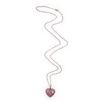 Pink Sapphire, Diamond, and Rose Gold Heart Pendant Station Necklace